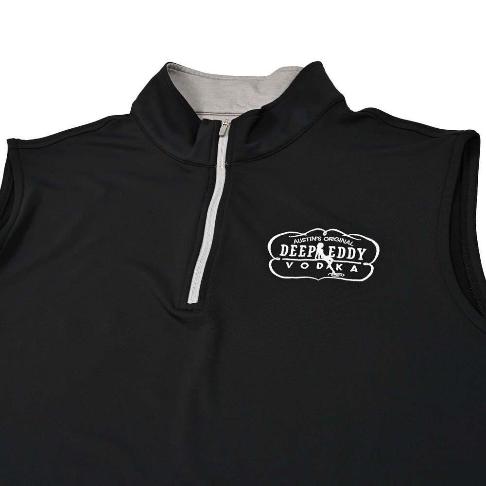 Peter Millar Galway Mens XL Black Deep Eddy Vodka Performance 1/4 Zip Golf Vest